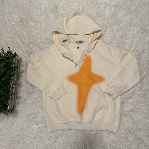 Aelfric Eden Orange and Cream Hoodie Sweatshirt XS - Picture 1 of 7